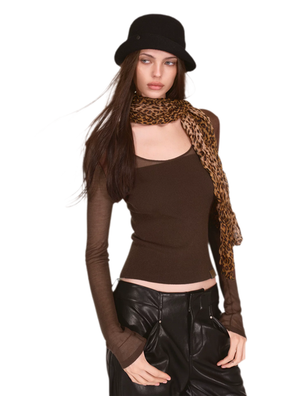 Crinkled Leopard Print Scarf