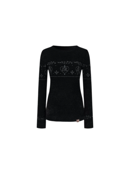 Fair-Isle-Pullover mit dreidimensionalem Plüsch