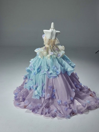 Gradient Floral Ball Gown
