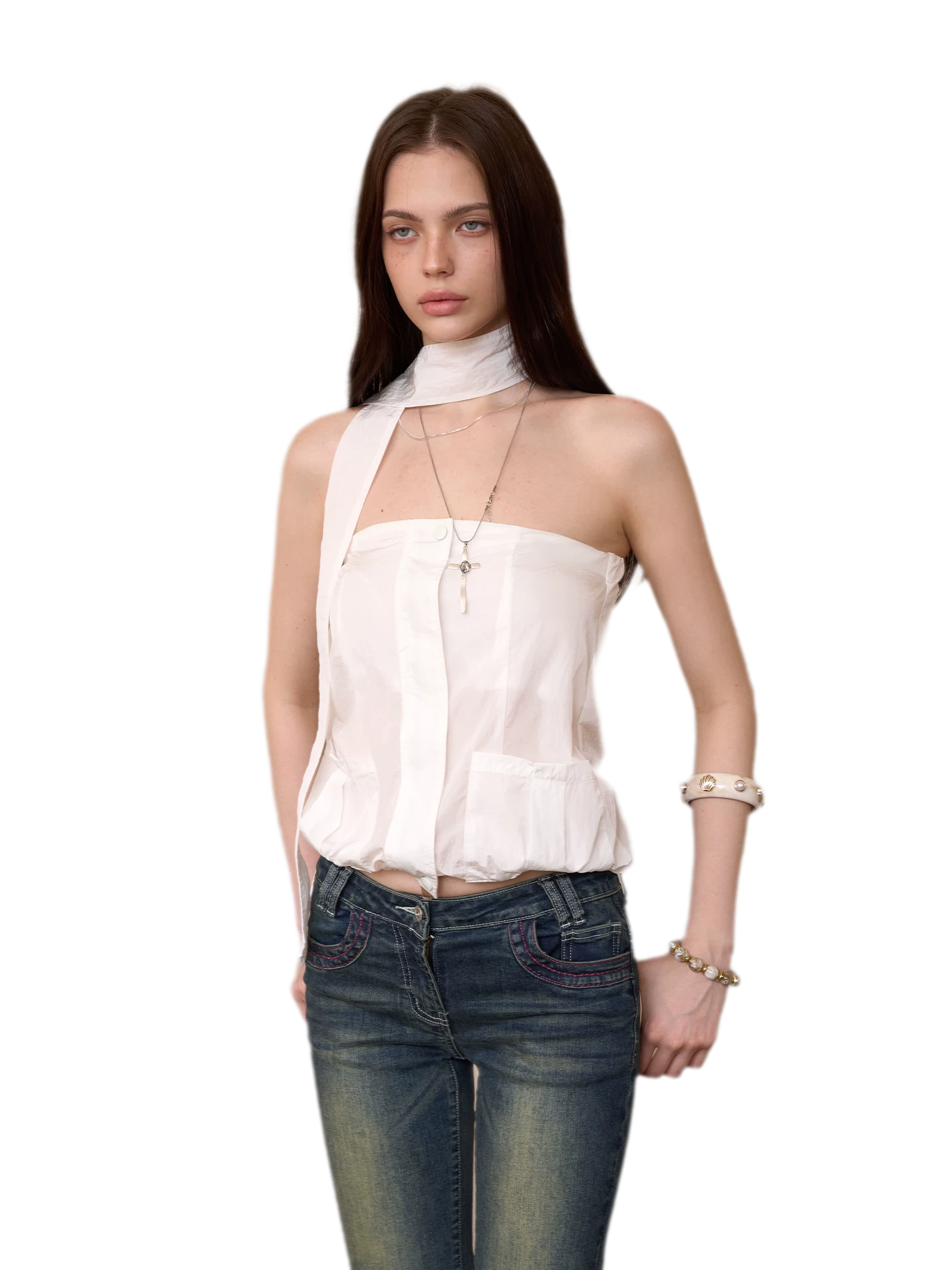 Sheer Bustier Strapless Top