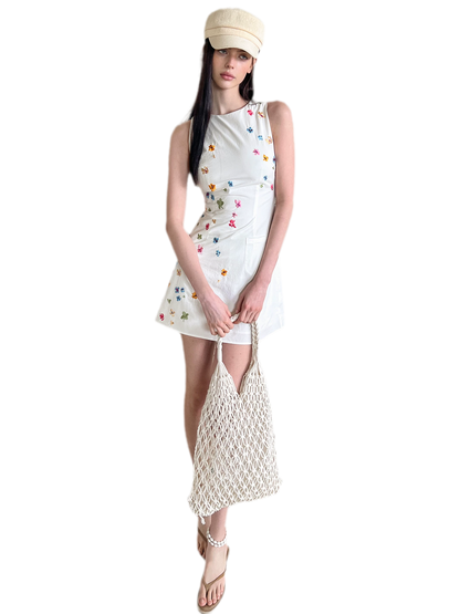 Summer Vintage Hand-Painted Floral Dress