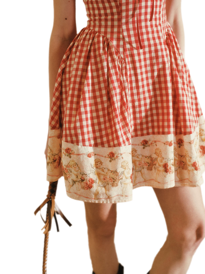Gingham Lace Mini Dress