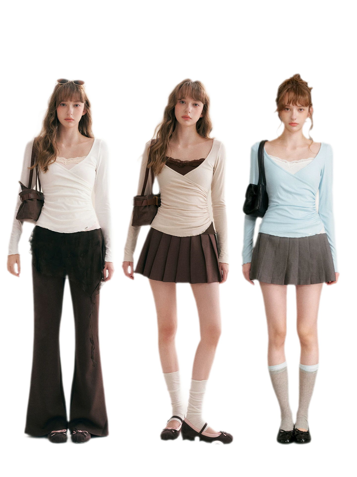 Lace Crossover Slim T-Shirt