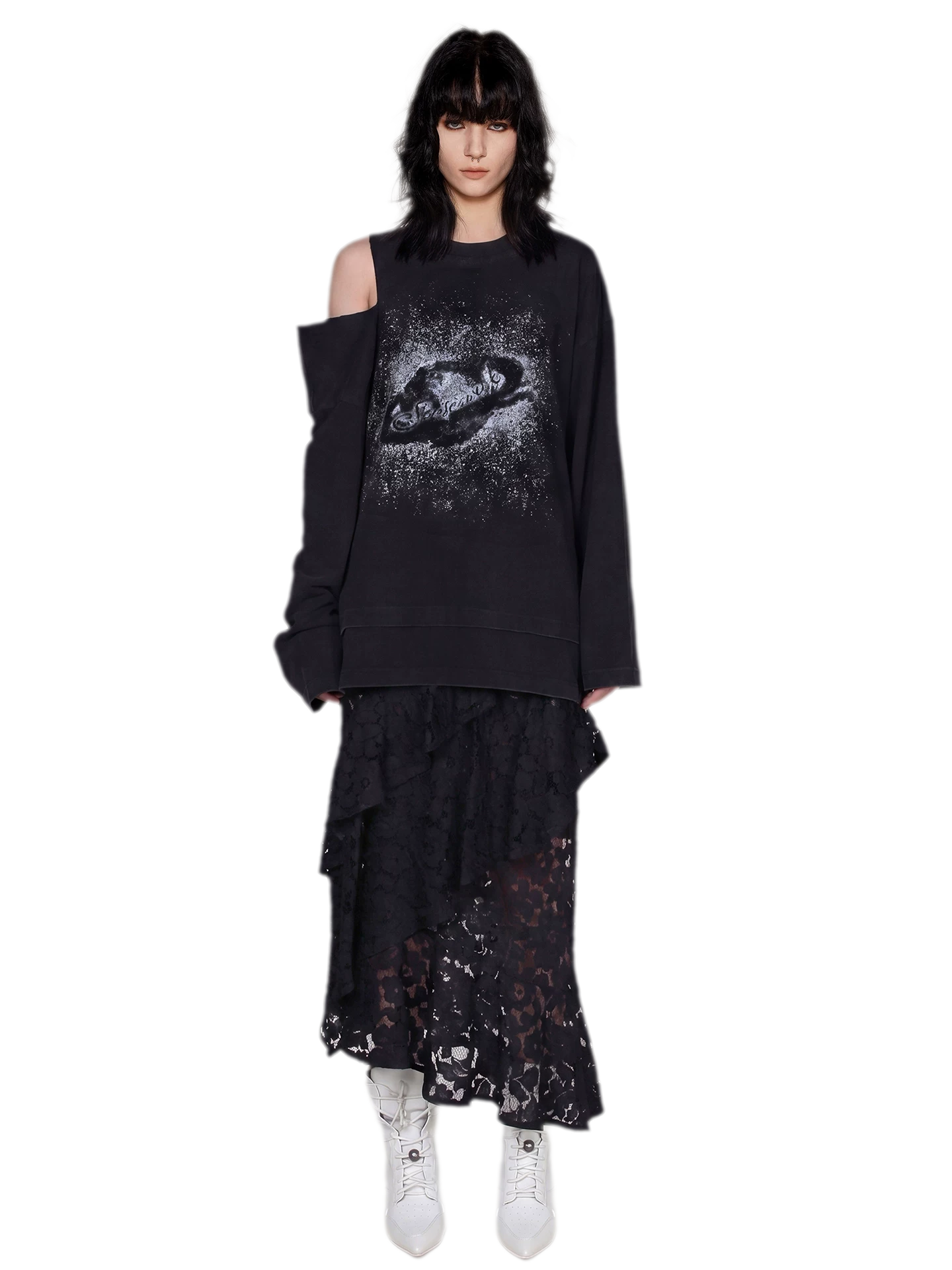 Wax-Dyed Cutout Graphic T-Shirt