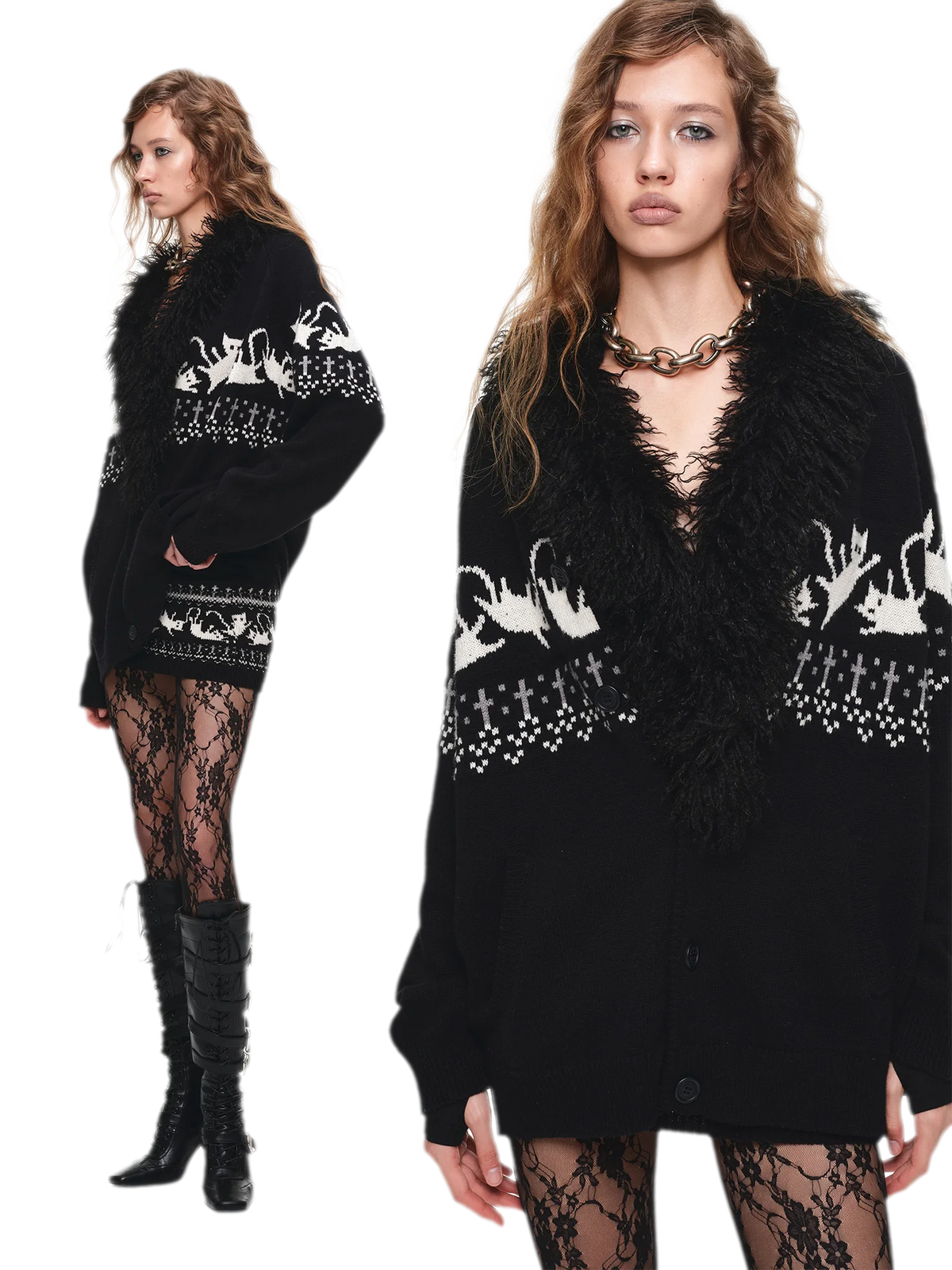 Gilet jacquard Fair Isle avec chats