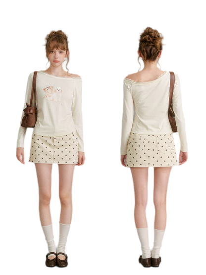 Hand-Painted Lace Trim T-Shirt