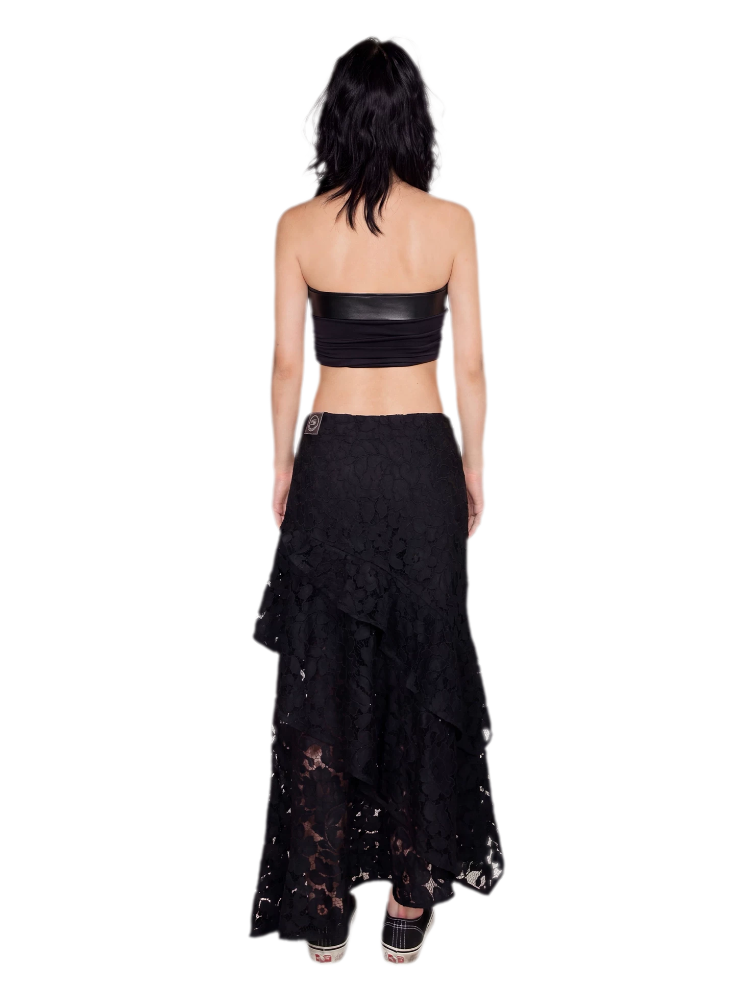 Spray-Dyed Lace Asymmetric Skirt