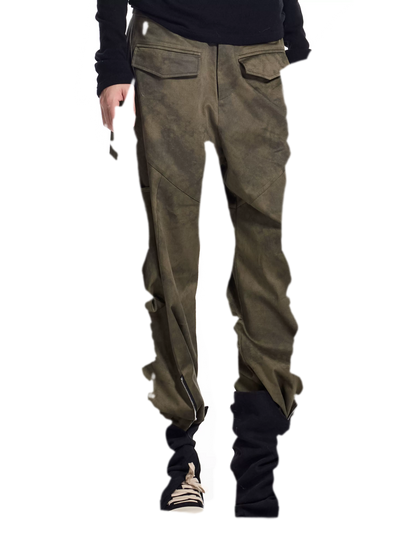 Washed Twill Wide-Leg Pants