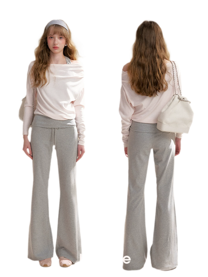 Tencel Cotton Drawstring Flared Pants