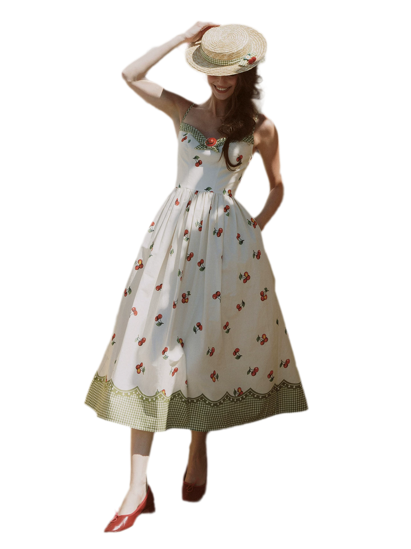 Cherry Print Fitted Dress