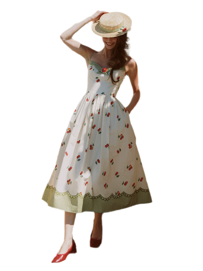 Cherry Print Fitted Dress