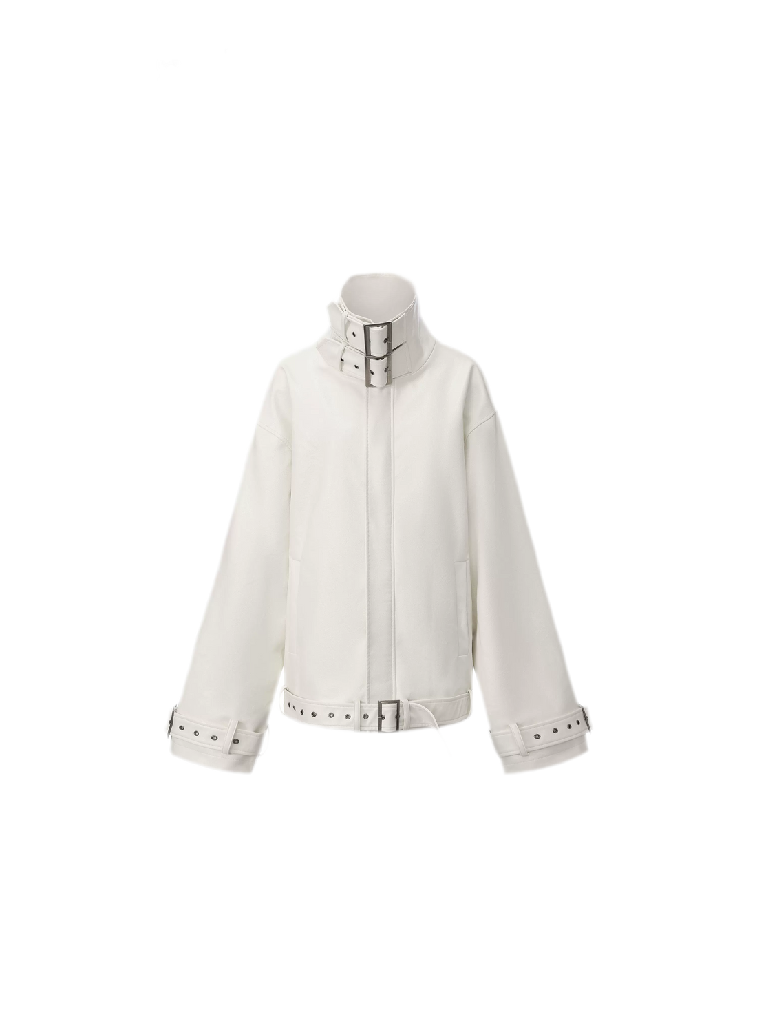 Synthetic Leather Stand-Collar Jacket