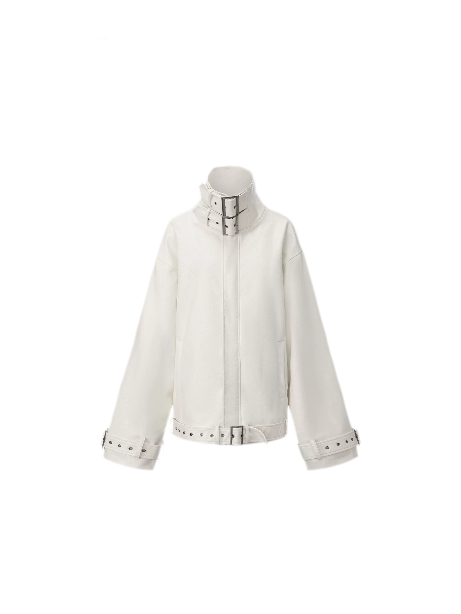 Synthetic Leather Stand-Collar Jacket