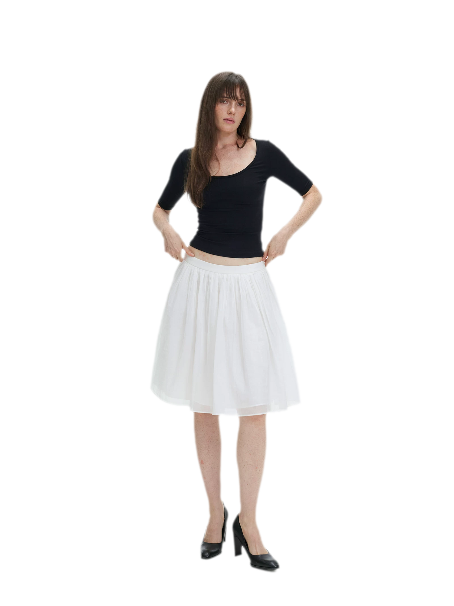 Pleated Chiffon Midi Skirt
