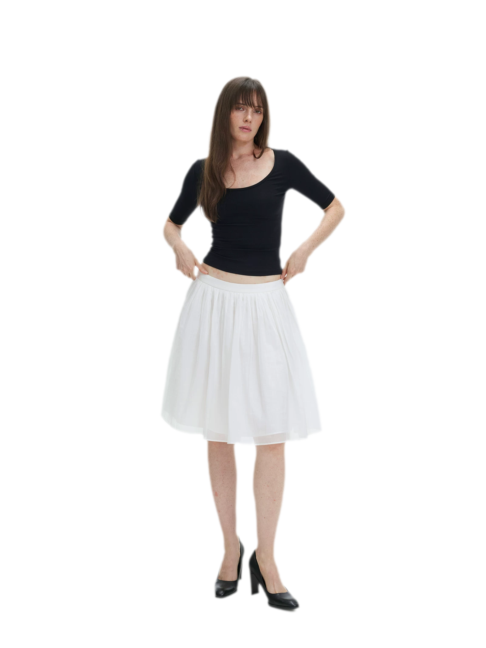 Pleated Chiffon Midi Skirt