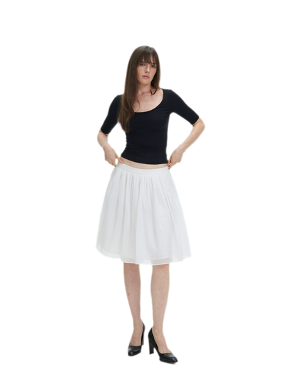 Pleated Chiffon Midi Skirt