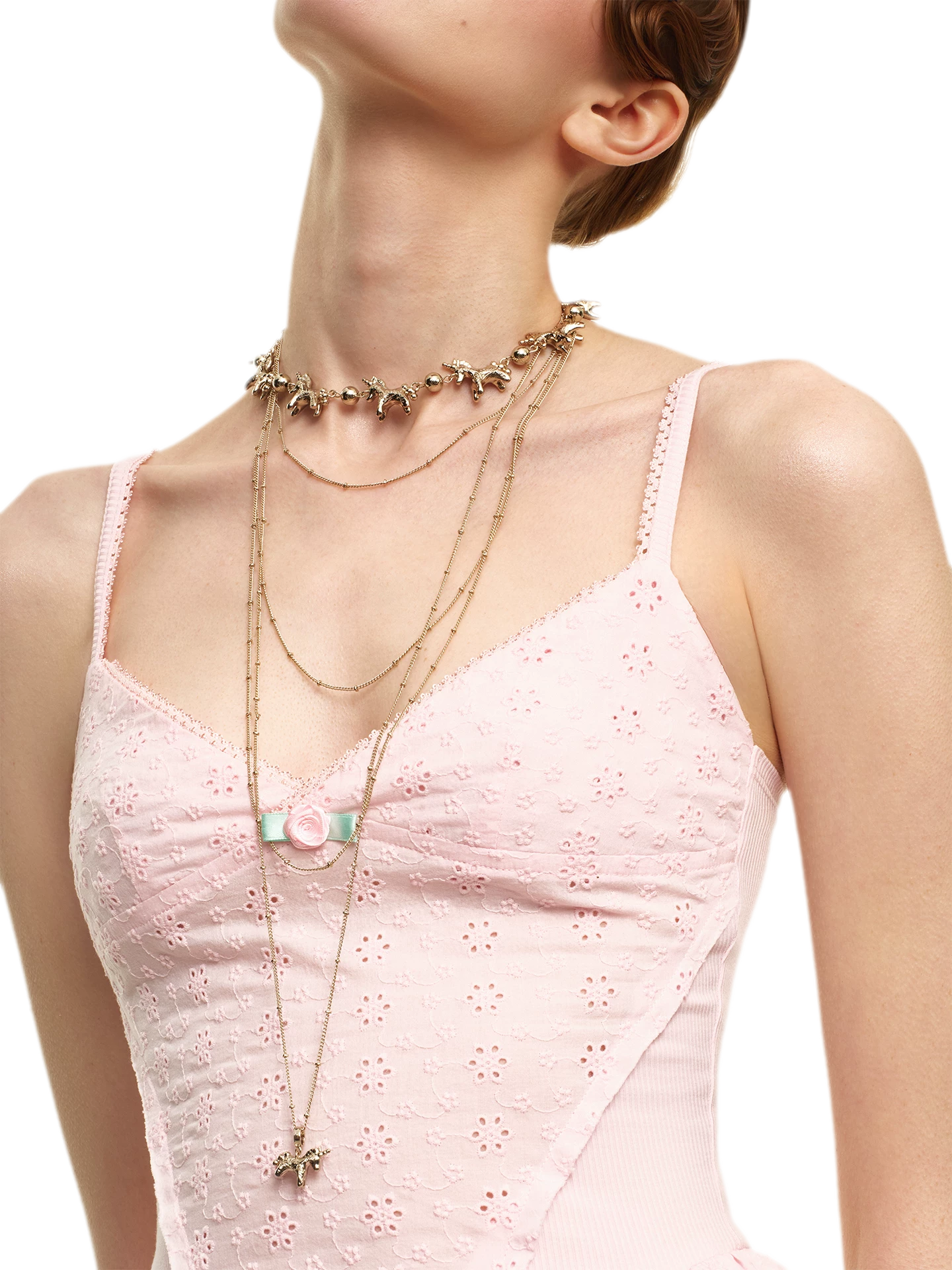 Coffee Gold Layered Sweater Necklace