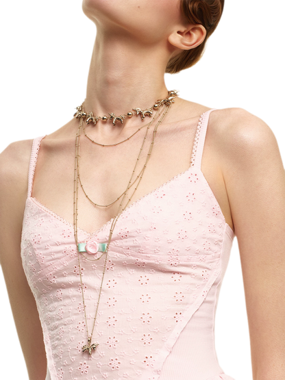 Coffee Gold Layered Sweater Necklace