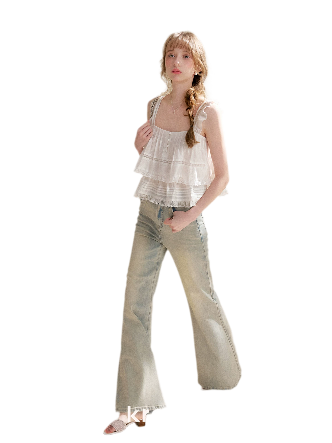 Five-Petal Sequin Flare Jeans