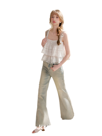 Five-Petal Sequin Flare Jeans