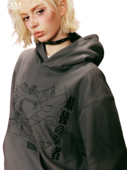 Line-Art Embroidered Hooded Sweatshirt