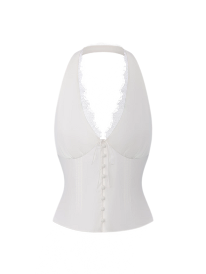Lace Backless Blouse