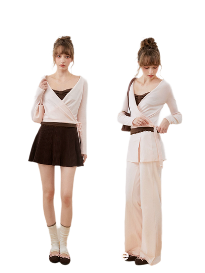 Silk Wool Wrap Knit Top
