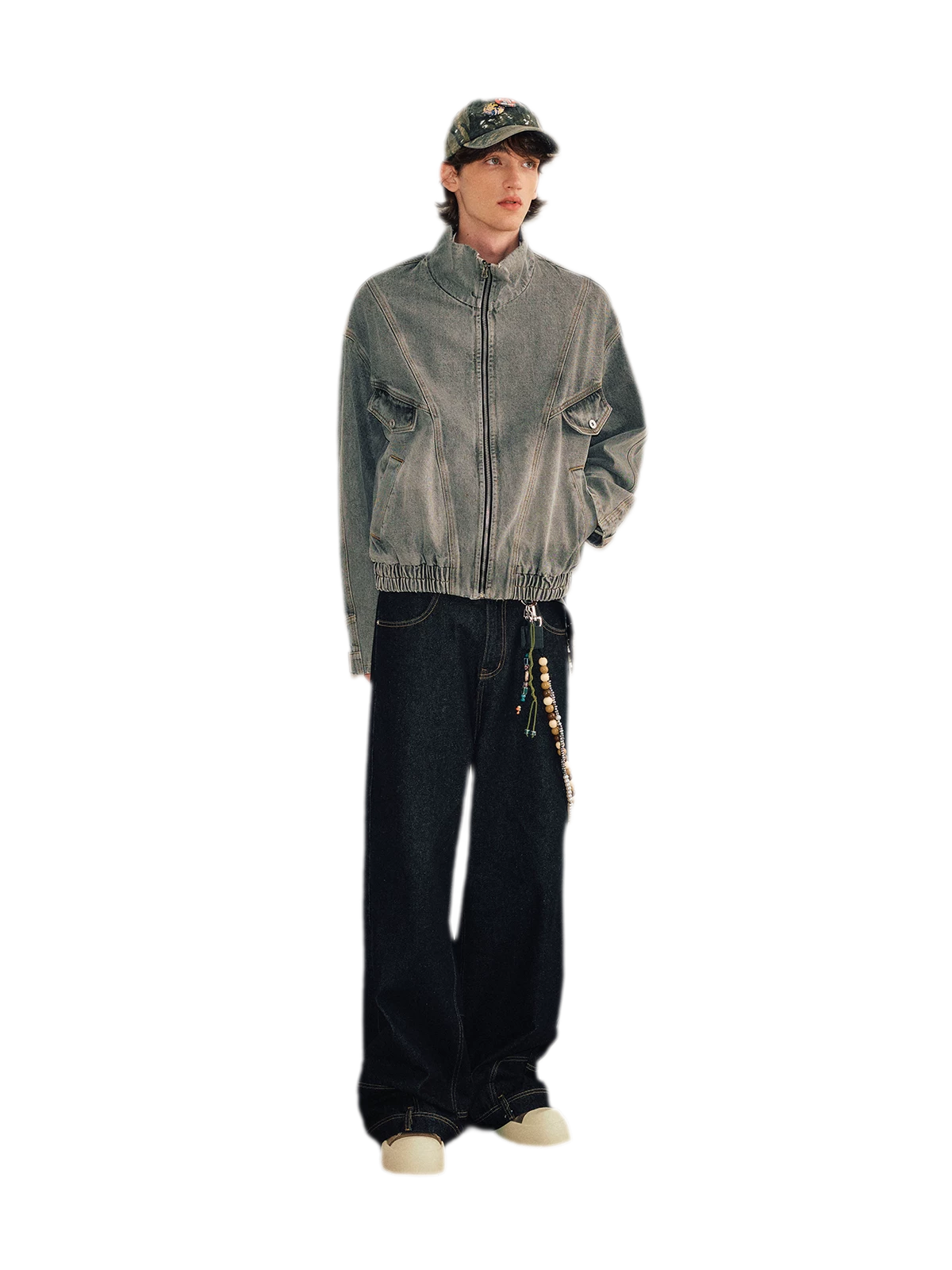 Washed Denim Wide-Leg Jeans