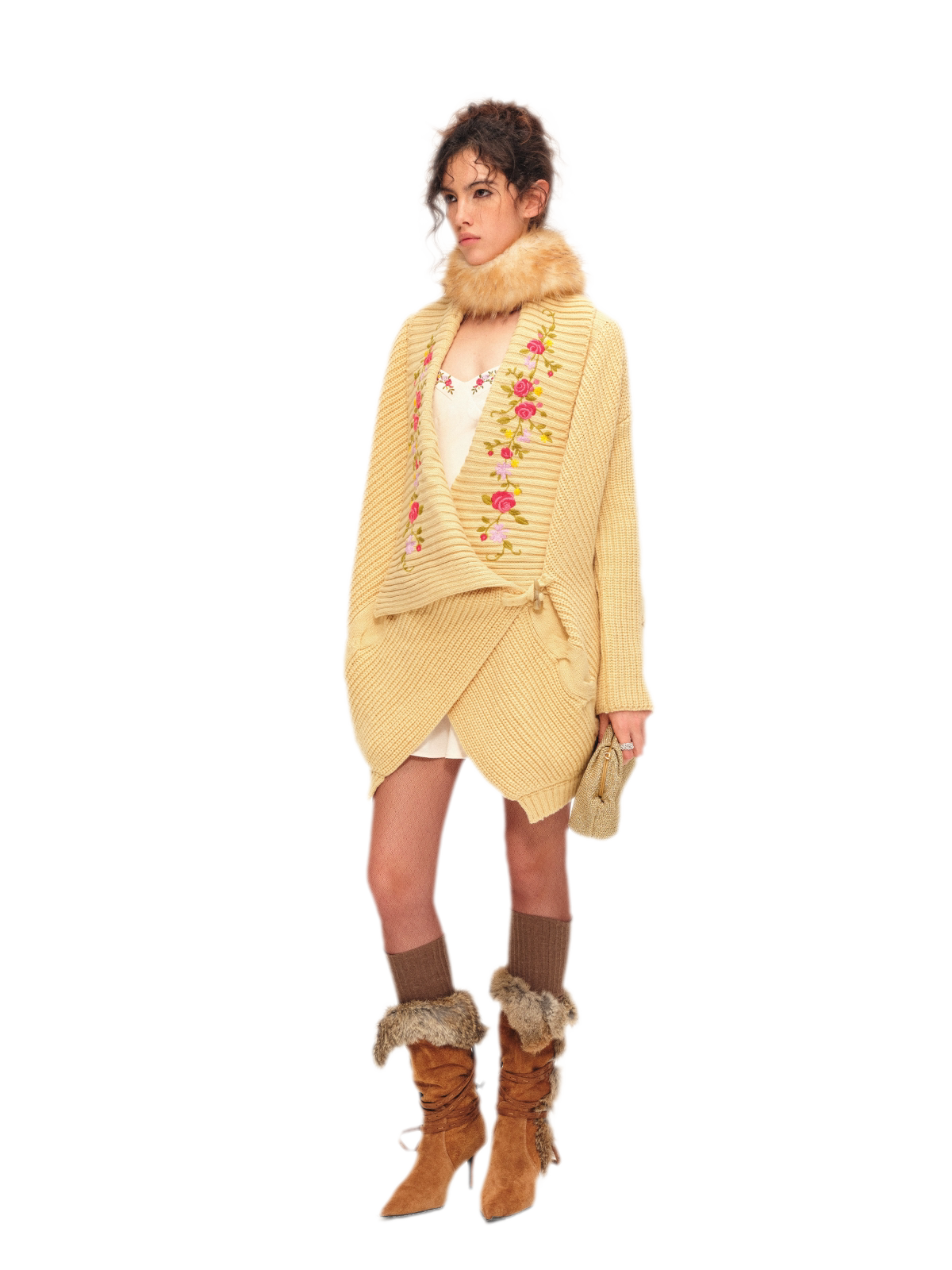 Bộ cardigan dệt kim thêu