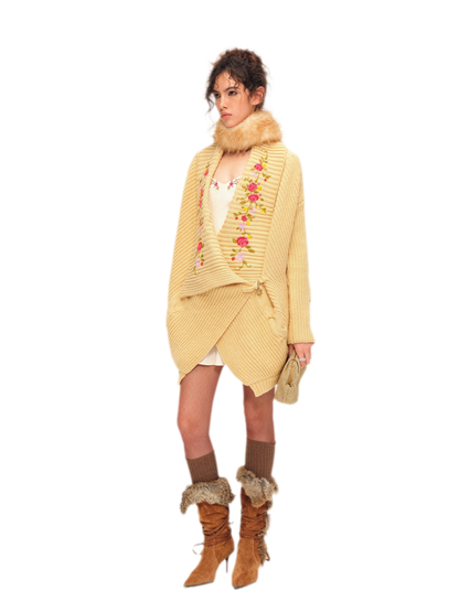 Bộ cardigan dệt kim thêu