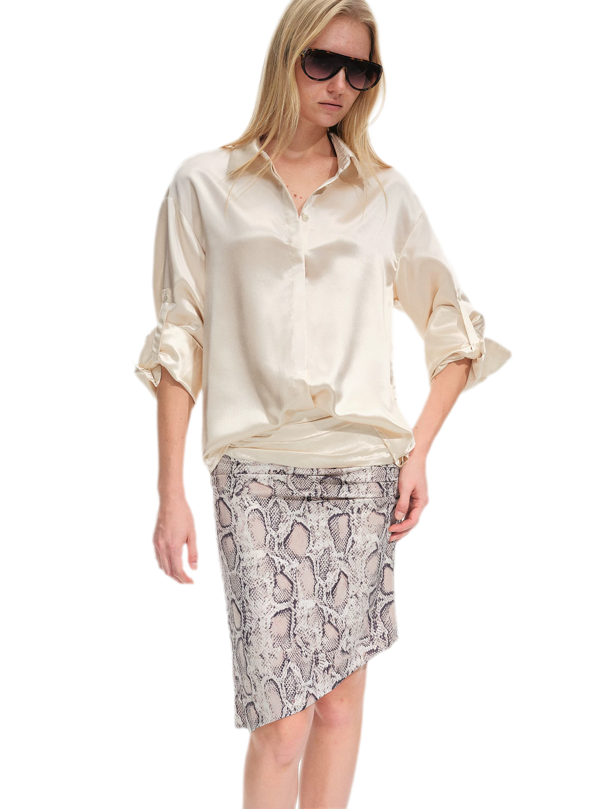 Vintage kokerrok met slangenprint