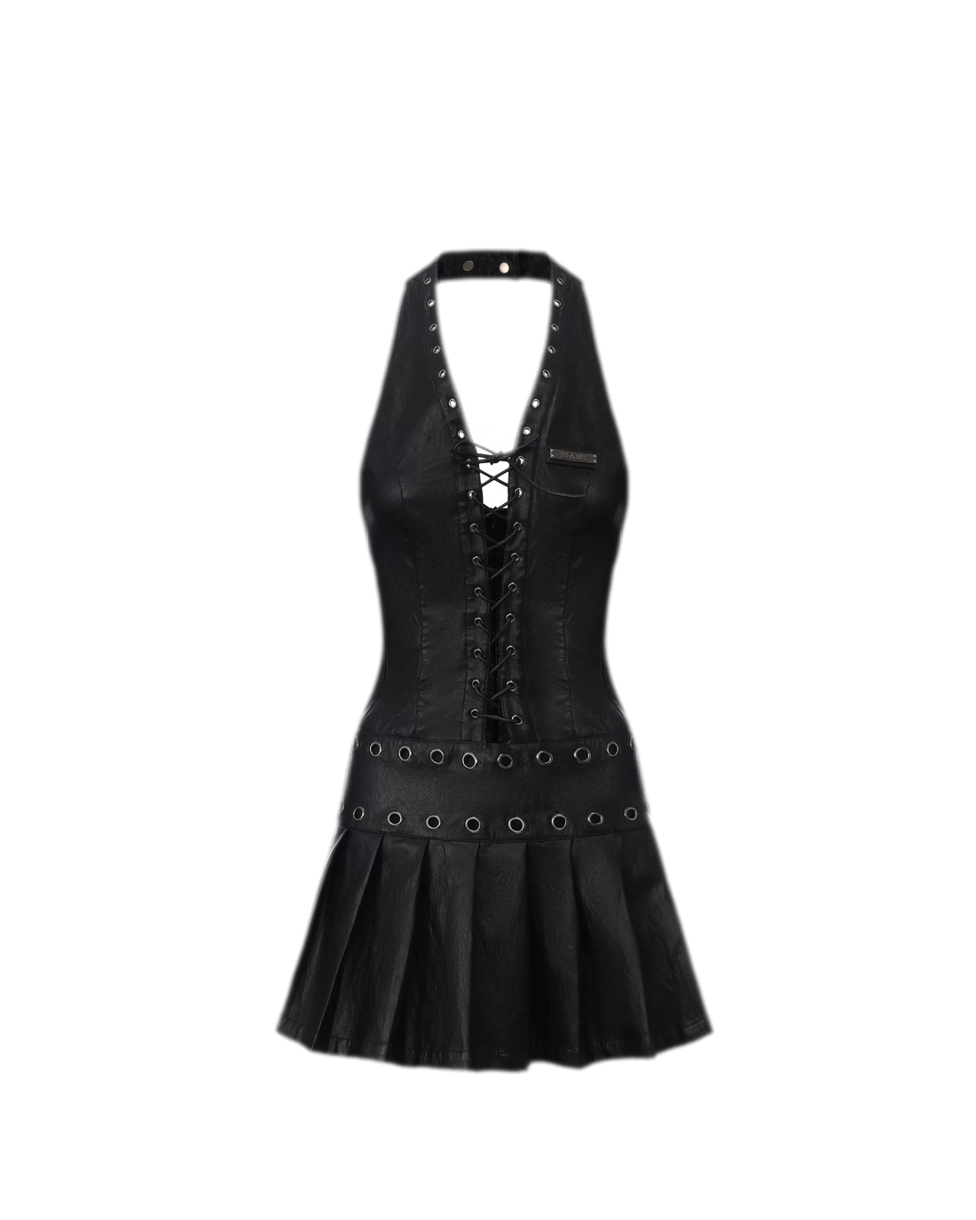 Leather Halter Mini Dress