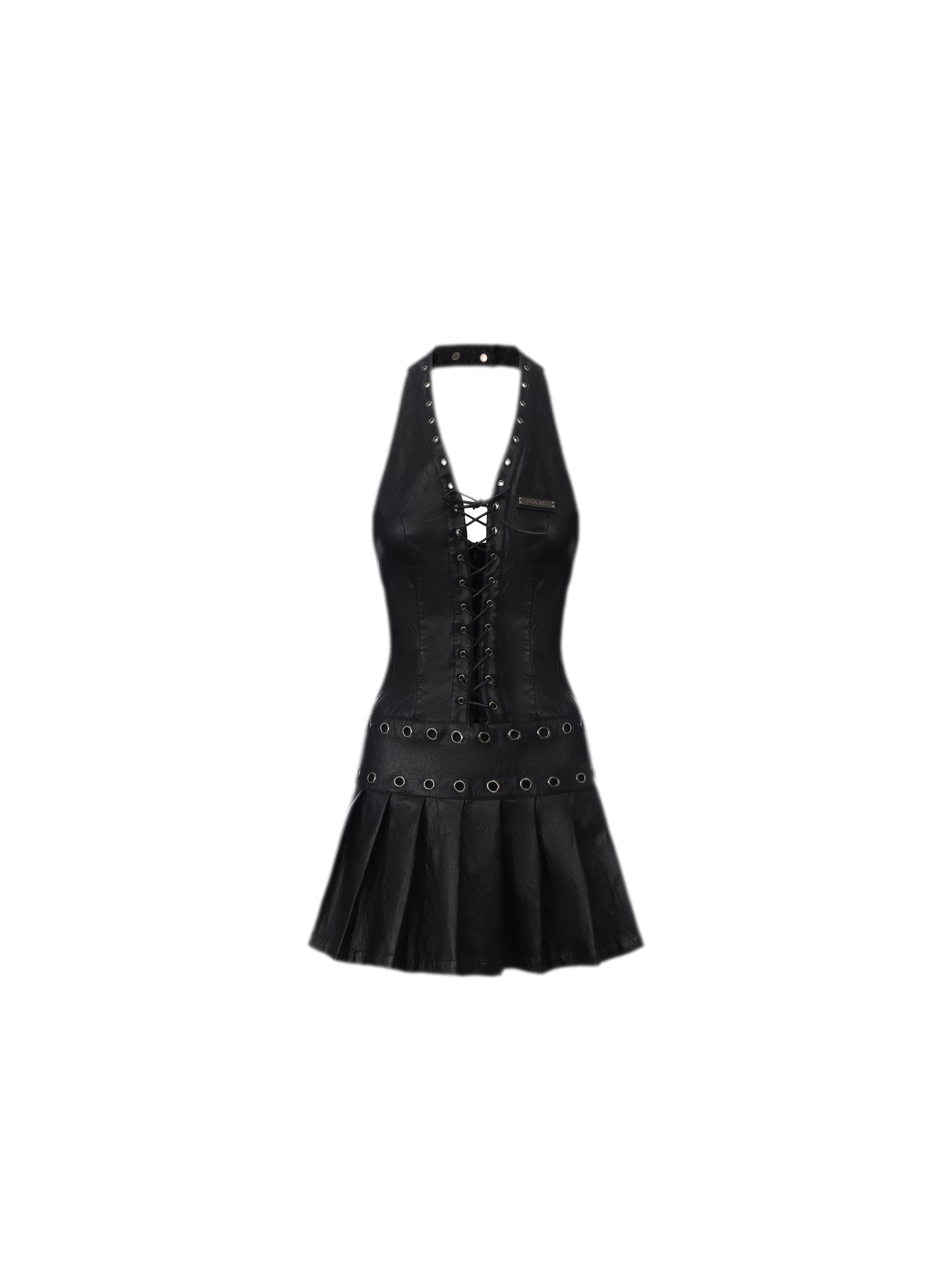 Leather Halter Mini Dress