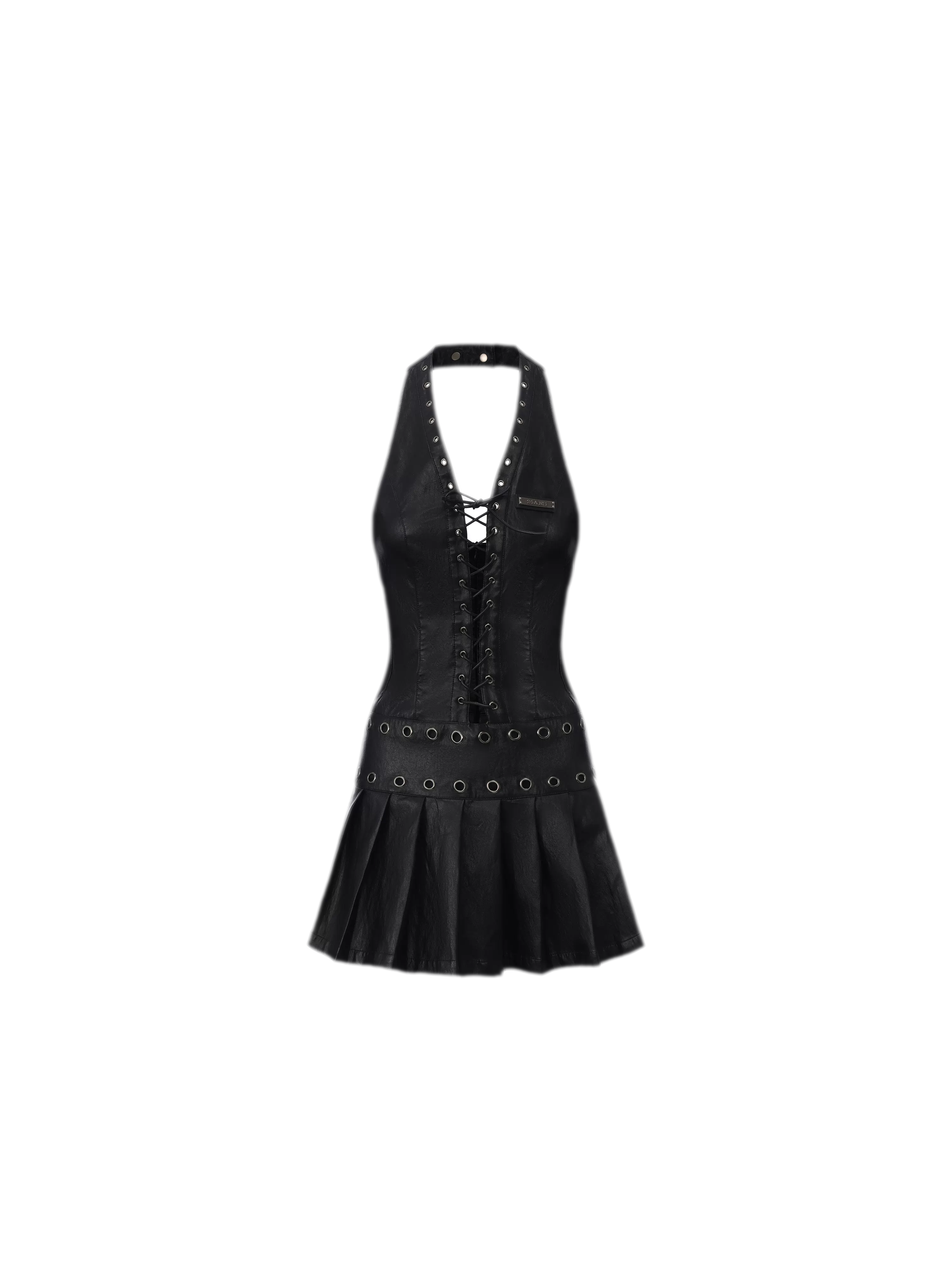 Leather Halter Mini Dress
