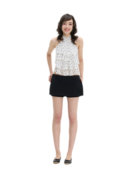 Polka-Dot Ruffle Halter Top