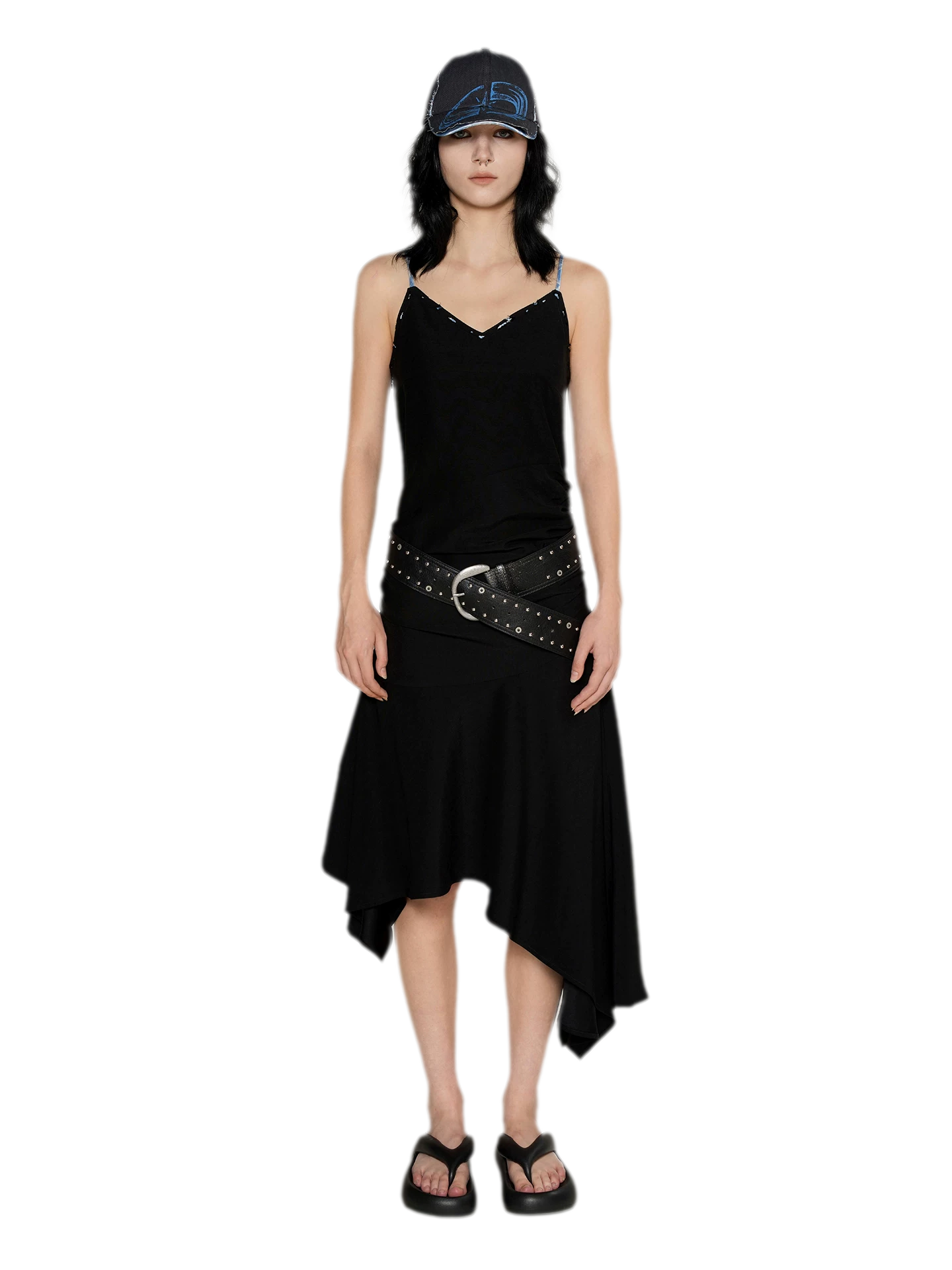 Acetate Asymmetric Slip Dress