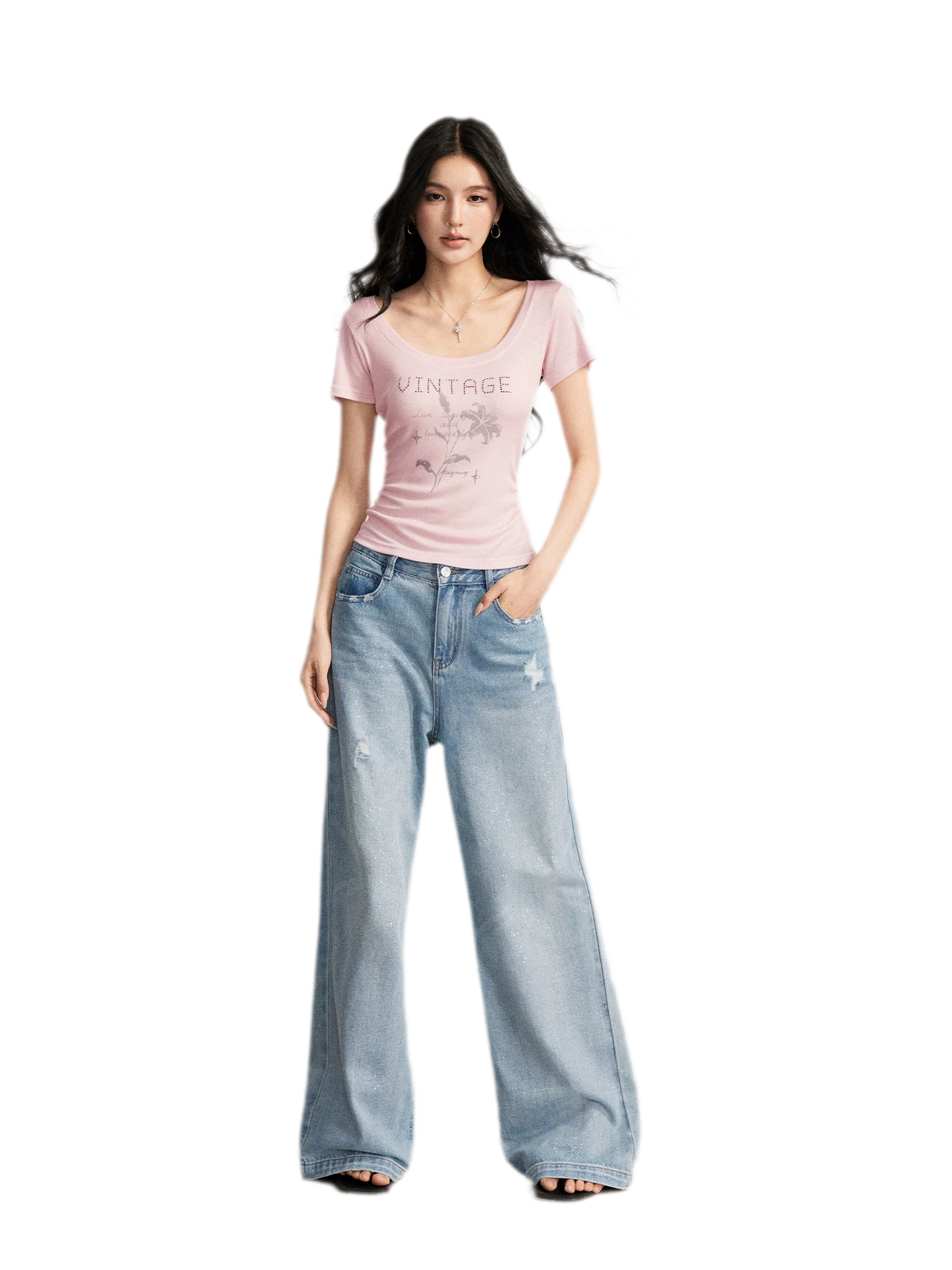 Floral U-Neck Tee