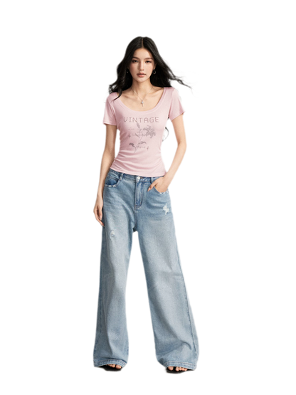 Floral U-Neck Tee