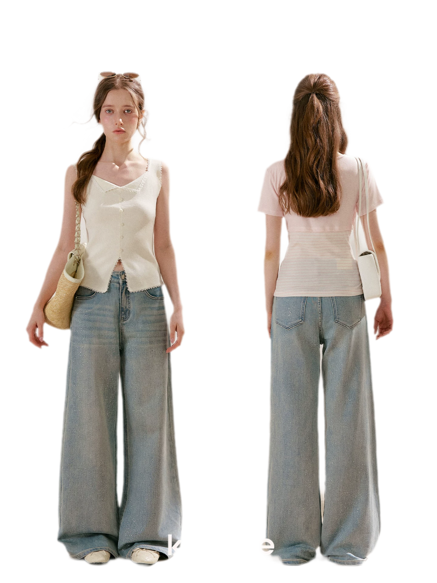 Sparkling Galaxy Wide-Leg Jeans