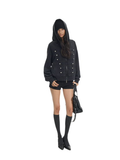 Washed Napoleon Hooded Jacket