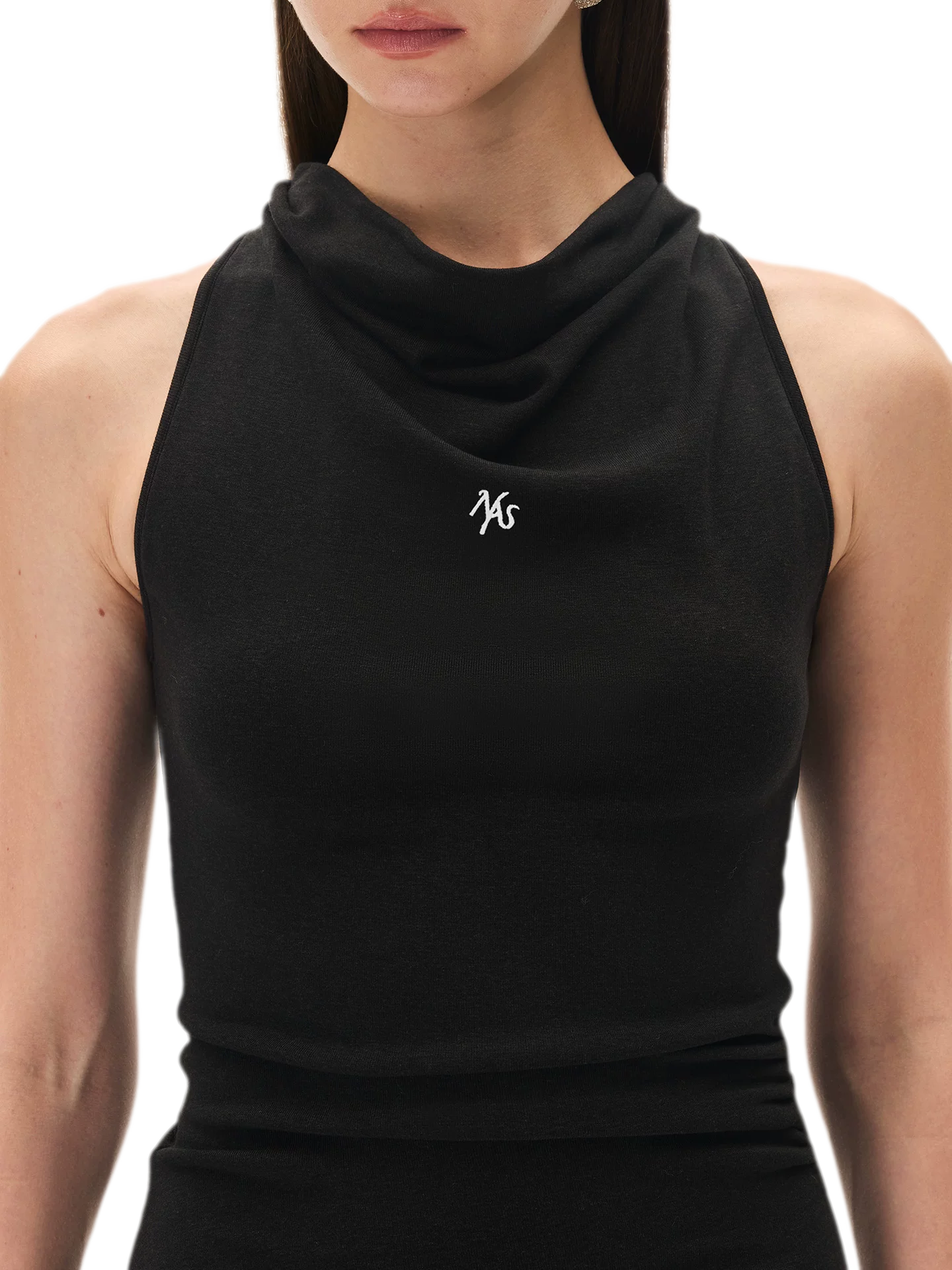 Acetate Wool Ruched Halter Dress