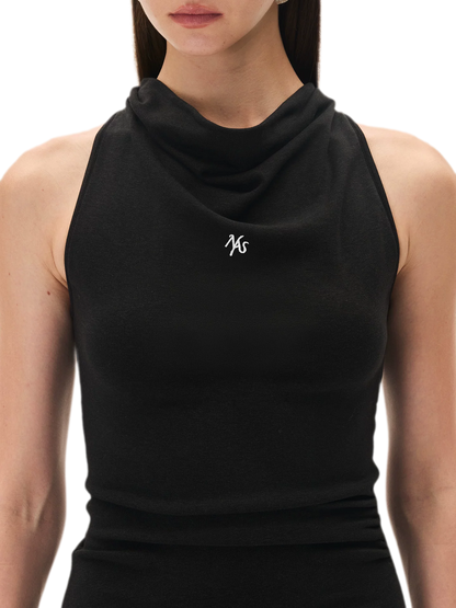 Acetate Wool Ruched Halter Dress