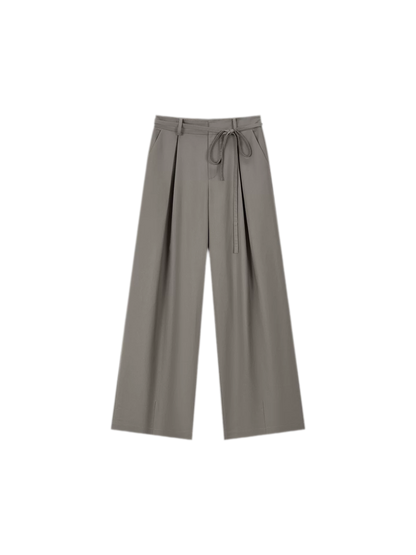 Bow Pleat Wide-Leg Pants