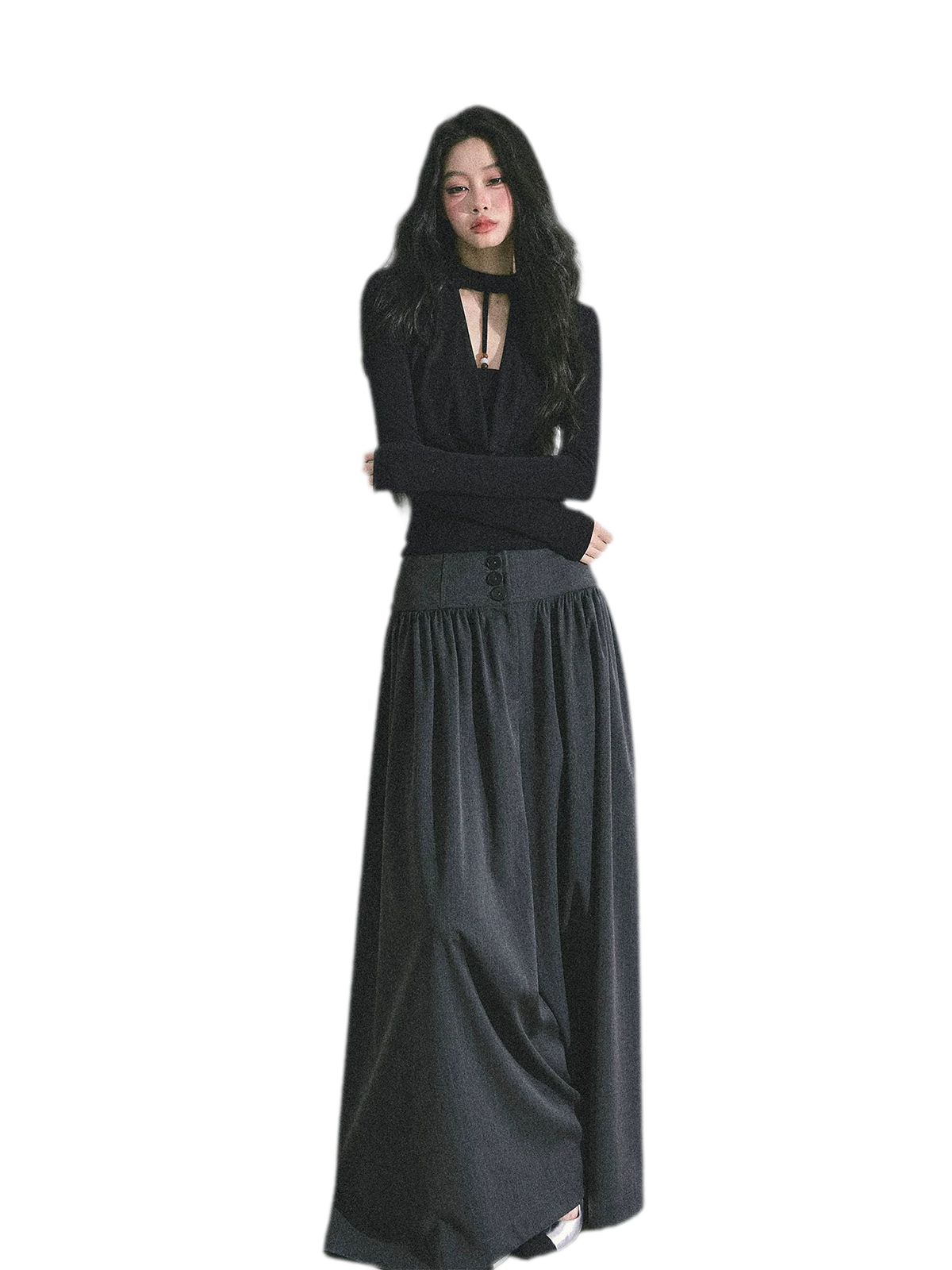 Áo dài tay nhún bóng