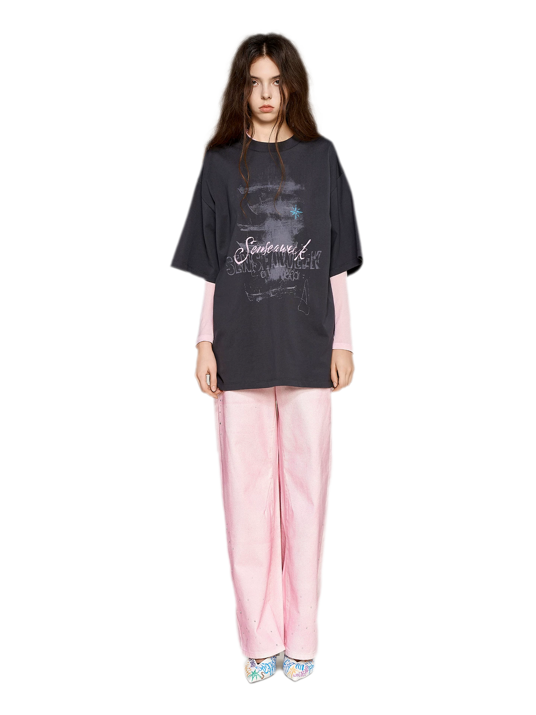 Cotton Rhinestone Graphic T-Shirt