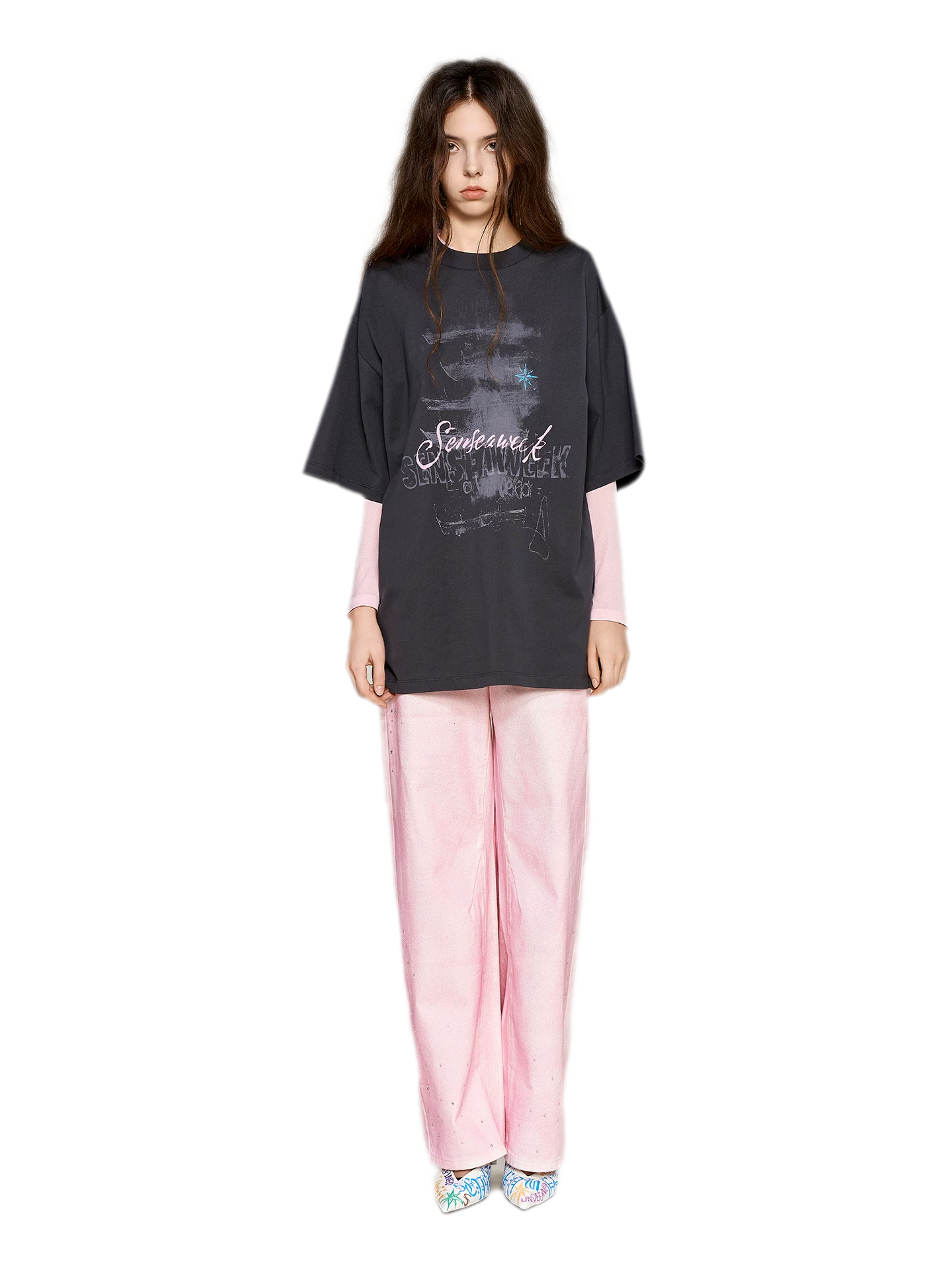 Cotton Rhinestone Graphic T-Shirt