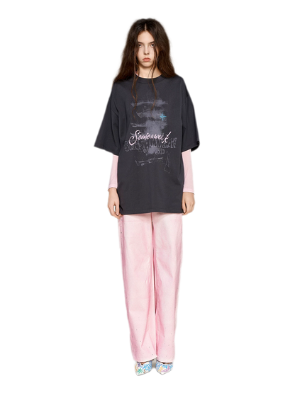 Cotton Rhinestone Graphic T-Shirt