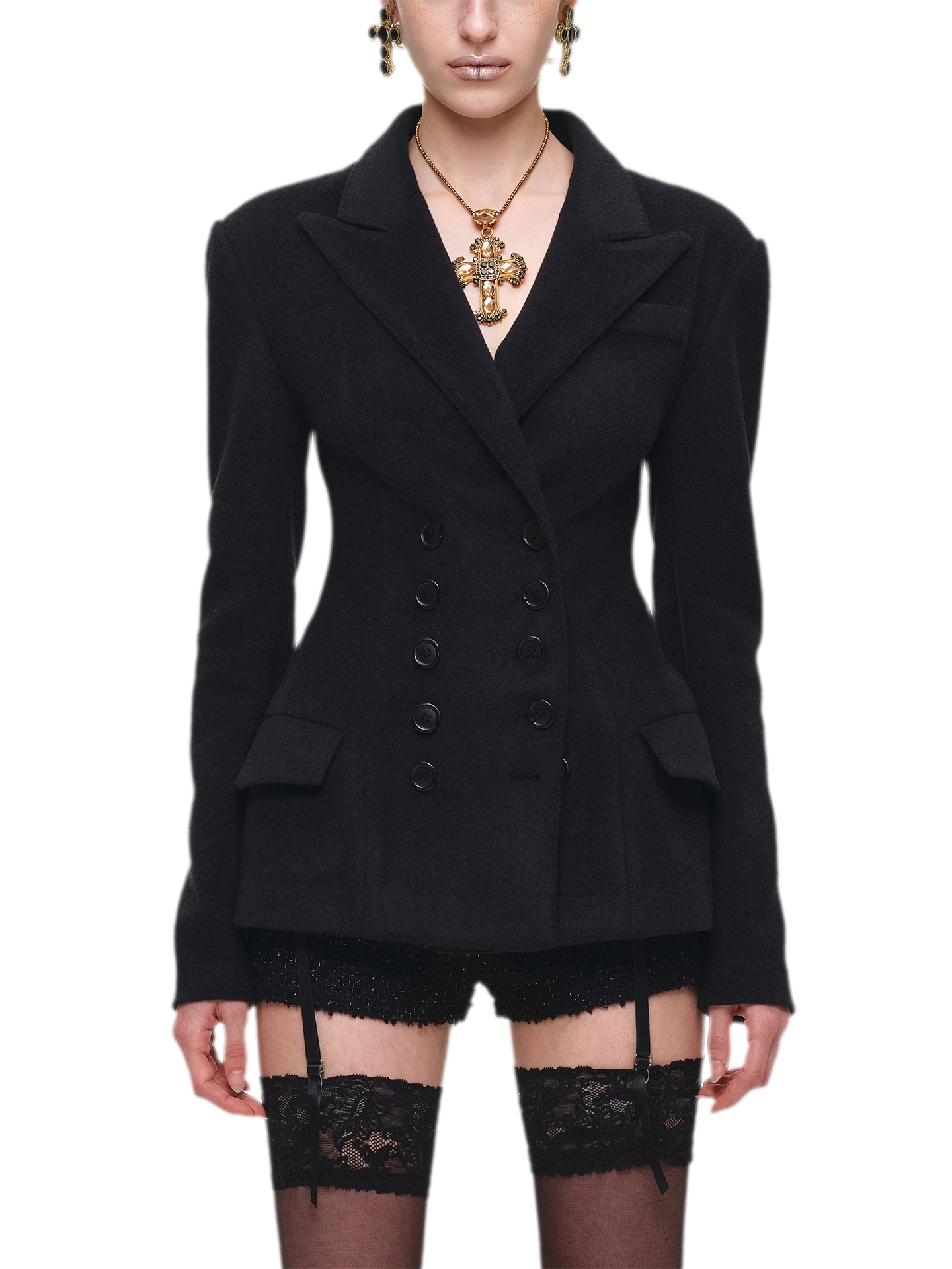 Wool Blend Tailored Blazer