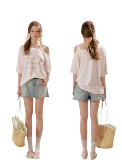Shiny Denim A-line Skirt