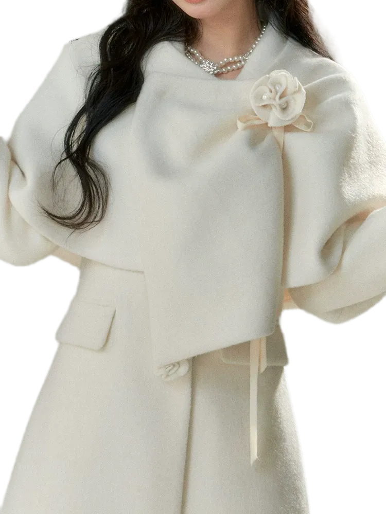 Long-Pile Wool Cape Coat